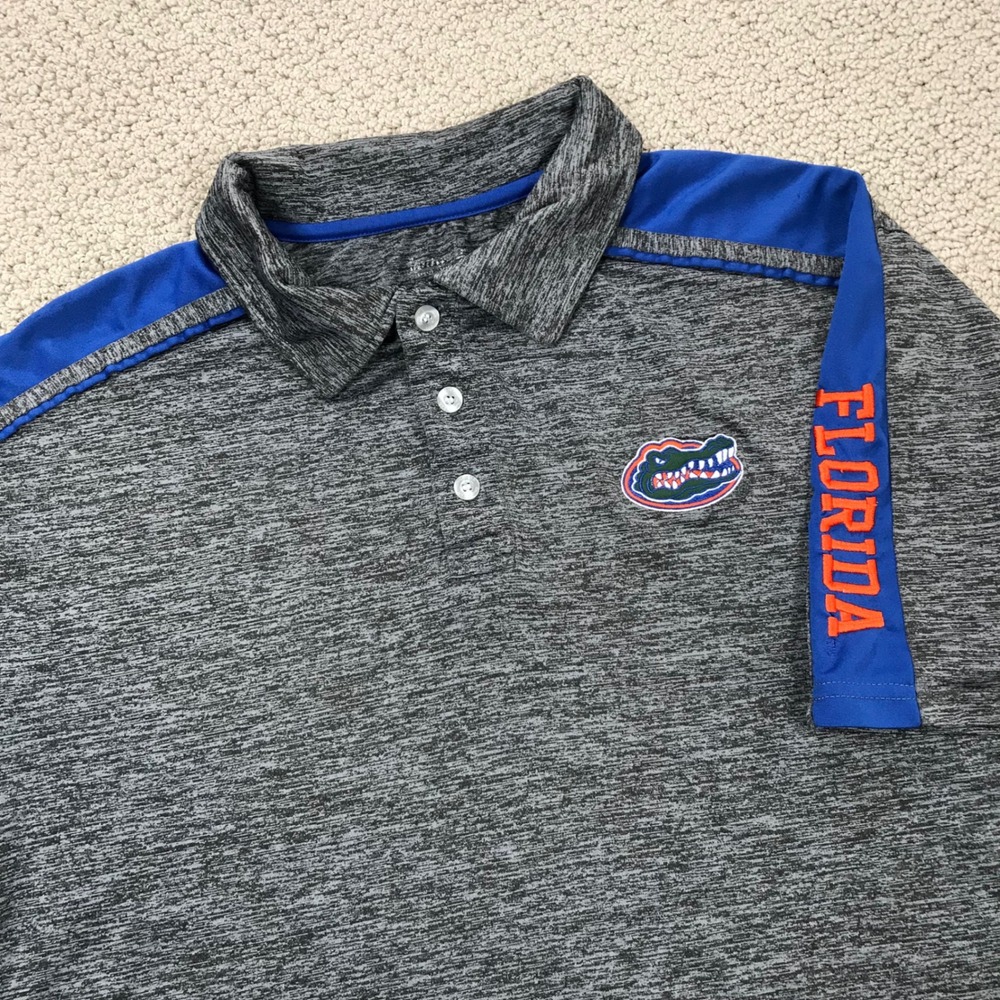Florida Gators Mens Polo Shirt Large Gray Space Dye Performance Golf NCAA Fan